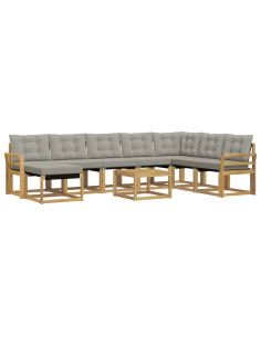 Set di divani da esterno 9 pcs Bianco e Grigio Chiaro 2