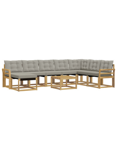 Set di divani da esterno 9 pcs Bianco e Grigio Chiaro