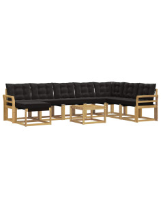 Set di divani da esterno con cuscino 9 pcs Bianco e Nero 2