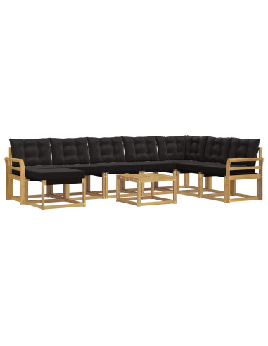 Set di divani da esterno con cuscino 9 pcs Bianco e Nero