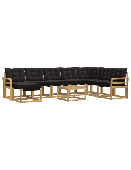 Set di divani da esterno con cuscino 9 pcs Bianco e Nero