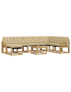 Set di divani da esterno con cuscino 9 pcs Bianco e Beige 2