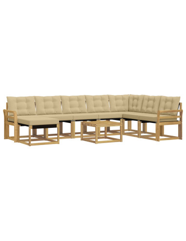 Set di divani da esterno con cuscino 9 pcs Bianco e Beige