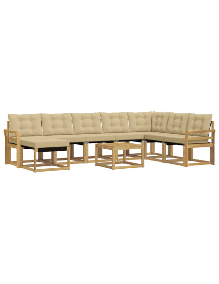 Set di divani da esterno con cuscino 9 pcs Bianco e Beige