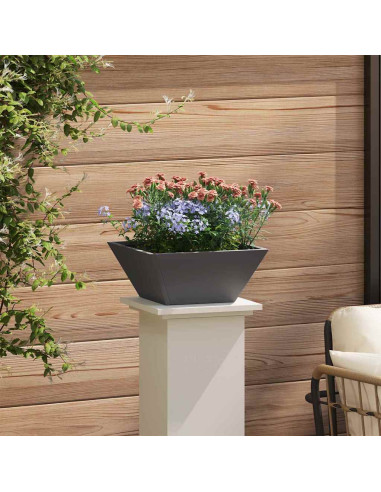 Vaso da giardino Nero 35 x 35 x 15 cm Acciaio laminato a freddo