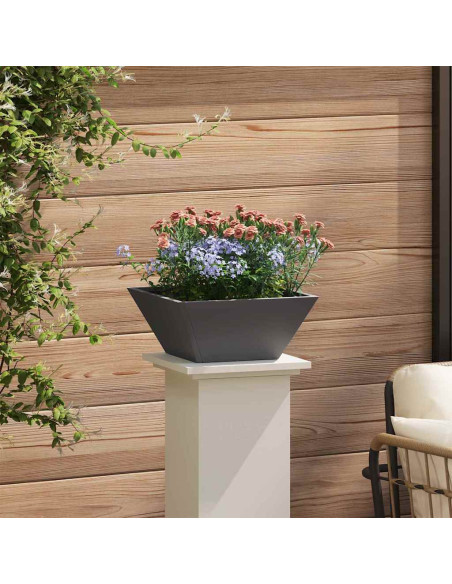 Vaso da giardino Nero 35 x 35 x 15 cm Acciaio laminato a freddo