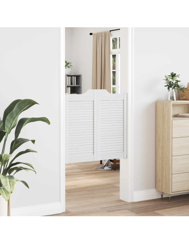 Porte Swing 2 pcs Bianco Legno Massello di Pino