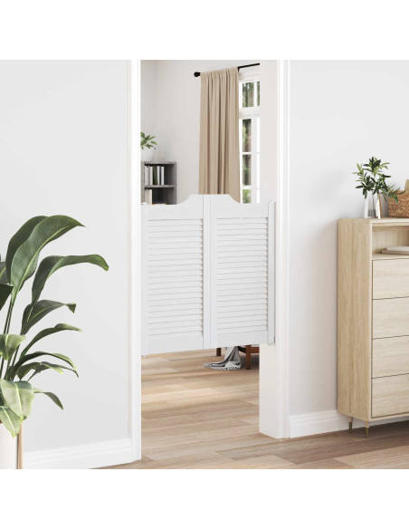 Porte Swing 2 pcs Bianco Legno Massello di Pino