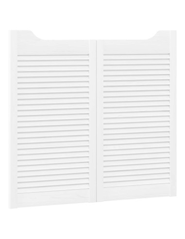 Porte Swing 2 pcs Bianco Legno Massello di Pino