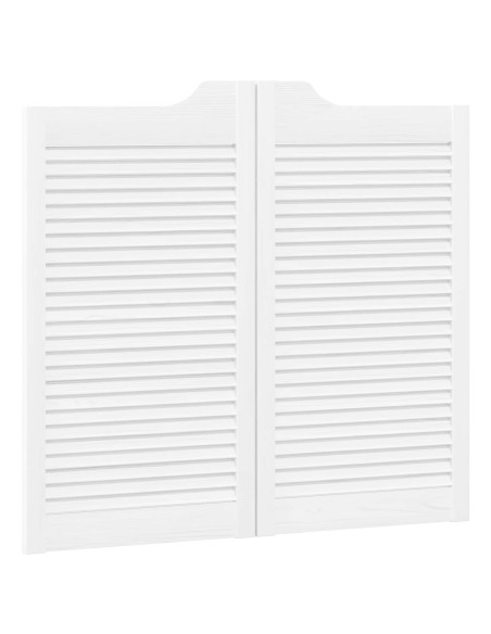 Porte Swing 2 pcs Bianco Legno Massello di Pino