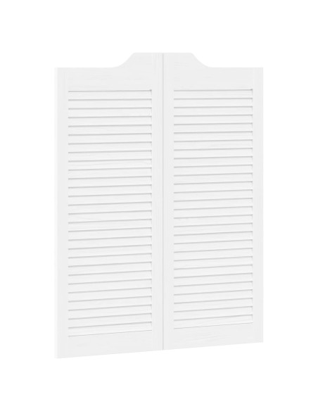 Porte Swing 2 pcs Bianco Legno Massello di Pino