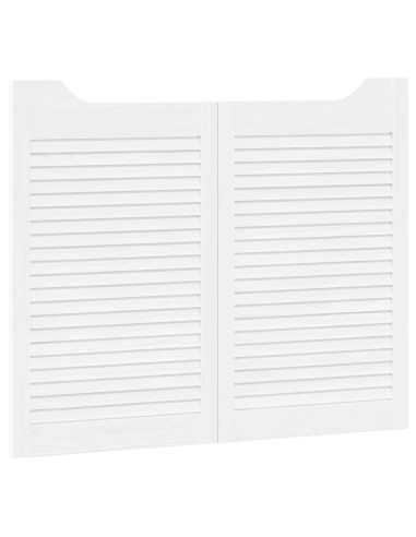 Porte Swing 2 pcs Bianco Legno Massello di Pino