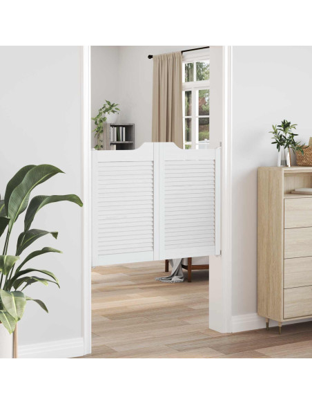 Porte Swing 2 pcs Bianco Legno Massello di Pino