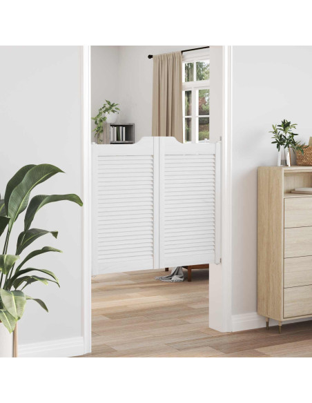 Porte Swing 2 pcs Bianco Legno Massello di Pino
