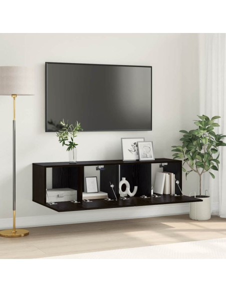 Set mobile TV 2 pcs Nero 60 x 30 x 30 cm Legno multistrato