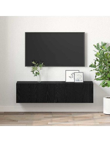 Set mobile TV 2 pcs Nero 60 x 30 x 30 cm Legno multistrato