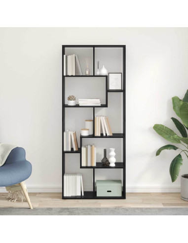 Armadio per Libri Rovere Nero 67 x 25 x 162 cm