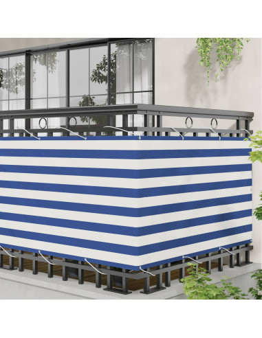 Schermo da balcone Blu e Bianco 100 x 300 cm Tessuto Oxford