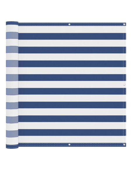 Schermo da balcone Blu e Bianco 110 x 600 cm Tessuto Oxford