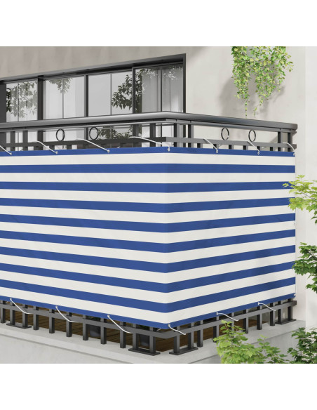 Schermo da balcone Blu e Bianco 110 x 600 cm Tessuto Oxford