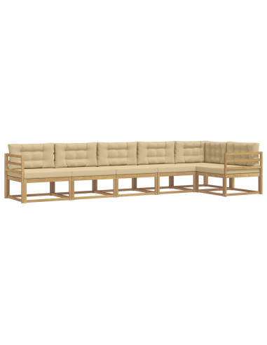 Set di divani da esterno 4 pcs Bianco e Beige Poliestere