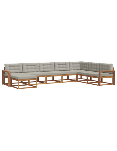 Set di divani da esterno 8 pcs Grigio Naturale e Chiaro