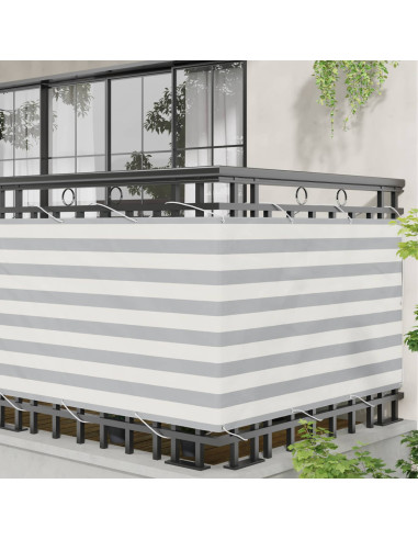 Schermo da balcone Grigio chiaro e bianco 100 x 1000 cm