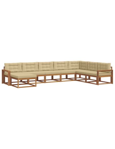 Set di divani da esterno con cuscino 8 pcs Naturale e Beige