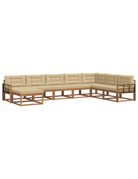 Set di divani da esterno con cuscino 8 pcs Naturale e Beige