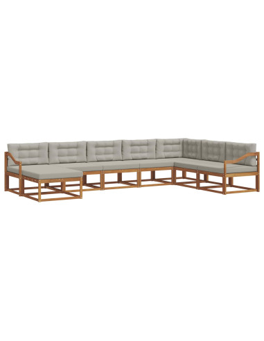 Set di divani da esterno 8 pcs Grigio Naturale e Chiaro