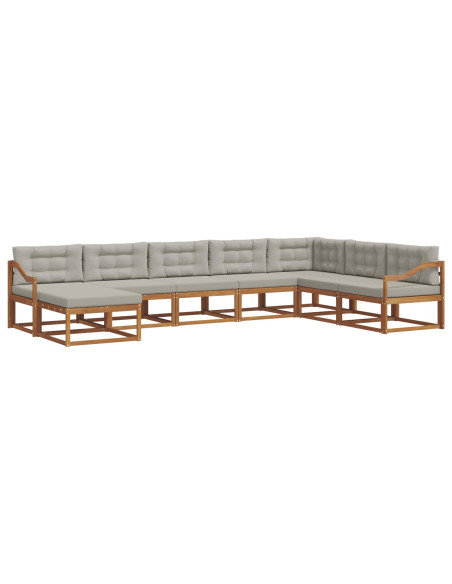Set di divani da esterno 8 pcs Grigio Naturale e Chiaro