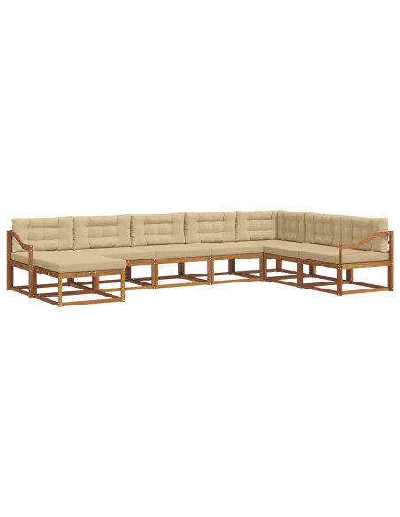 Set di divani da esterno con cuscino 8 pcs Naturale e Beige