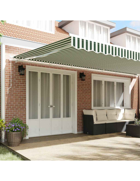 Tenda Retrattile Verde e Bianco 600 × 300 cm