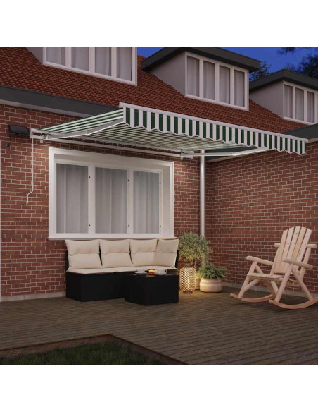 Tenda Retrattile Verde e Bianco 300 x 250 cm Tessuto e acciaio