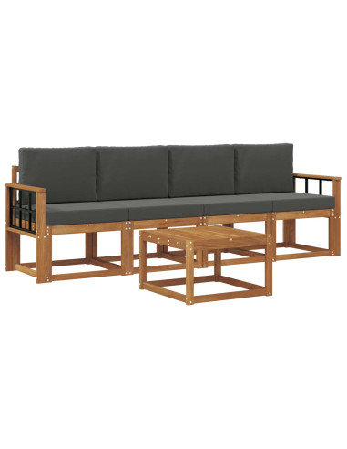 Set di divani da esterno con cuscino 5 pcs Naturale e Antracite