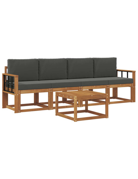 Set di divani da esterno con cuscino 5 pcs Naturale e Antracite
