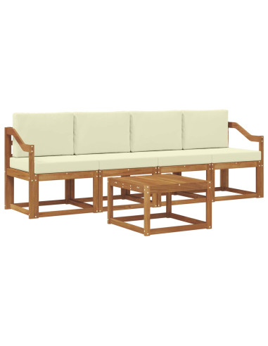 Set di divani da esterno con cuscino 5 pcs Naturale e Crema