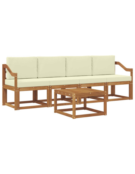 Set di divani da esterno con cuscino 5 pcs Naturale e Crema