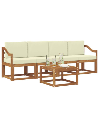 Set di divani da esterno con cuscino 5 pcs Naturale e Crema