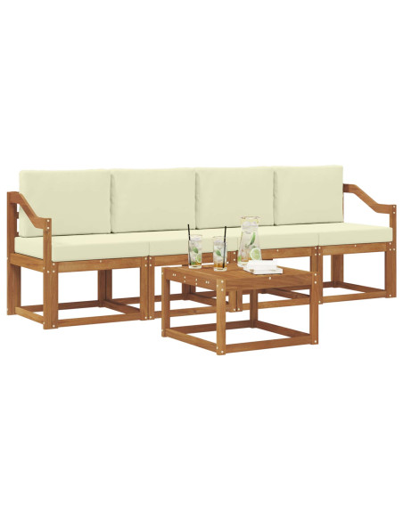 Set di divani da esterno con cuscino 5 pcs Naturale e Crema