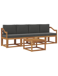 Set di divani da esterno con cuscino 5 pcs Naturale e Antracite 2