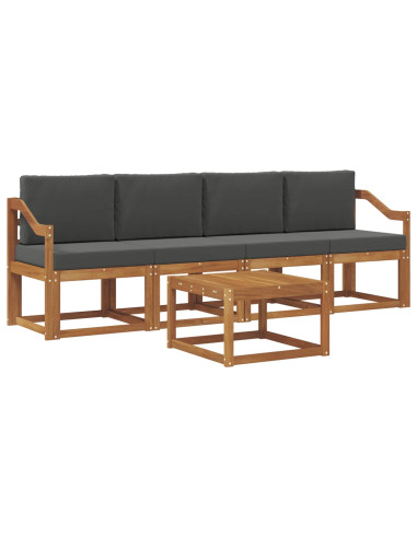 Set di divani da esterno con cuscino 5 pcs Naturale e Antracite