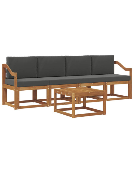 Set di divani da esterno con cuscino 5 pcs Naturale e Antracite