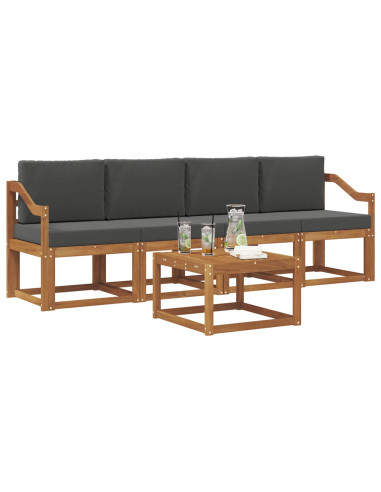 Set di divani da esterno con cuscino 5 pcs Naturale e Antracite