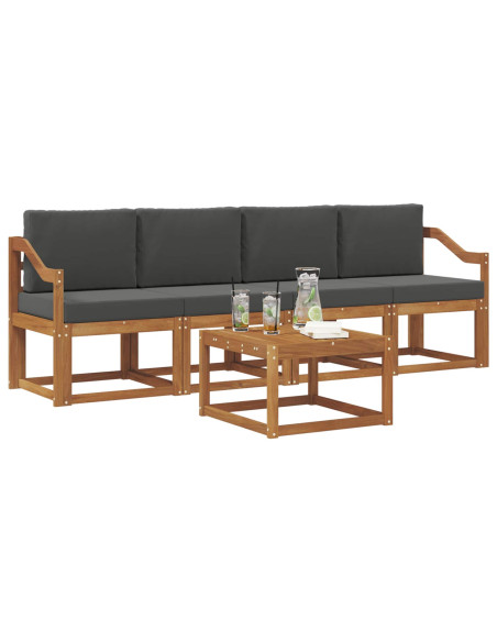 Set di divani da esterno con cuscino 5 pcs Naturale e Antracite