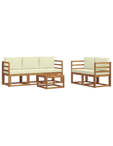 Set di divani da esterno con cuscino 6 pcs Naturale e Crema