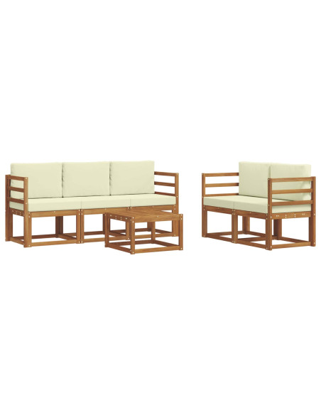 Set di divani da esterno con cuscino 6 pcs Naturale e Crema