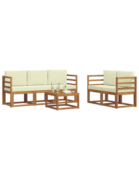 Set di divani da esterno con cuscino 6 pcs Naturale e Crema