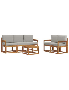 Set di divani da esterno 6 pcs Grigio Naturale e Chiaro 2