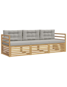 Set di divani da esterno 3 pcs Bianco e Grigio Chiaro 2